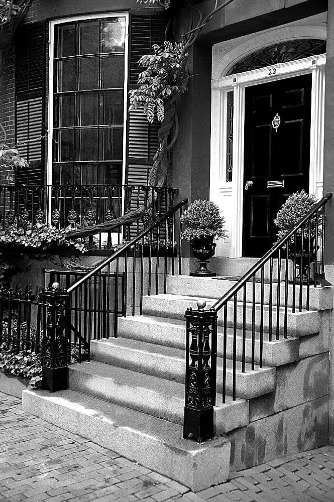 A brownstone door in New York